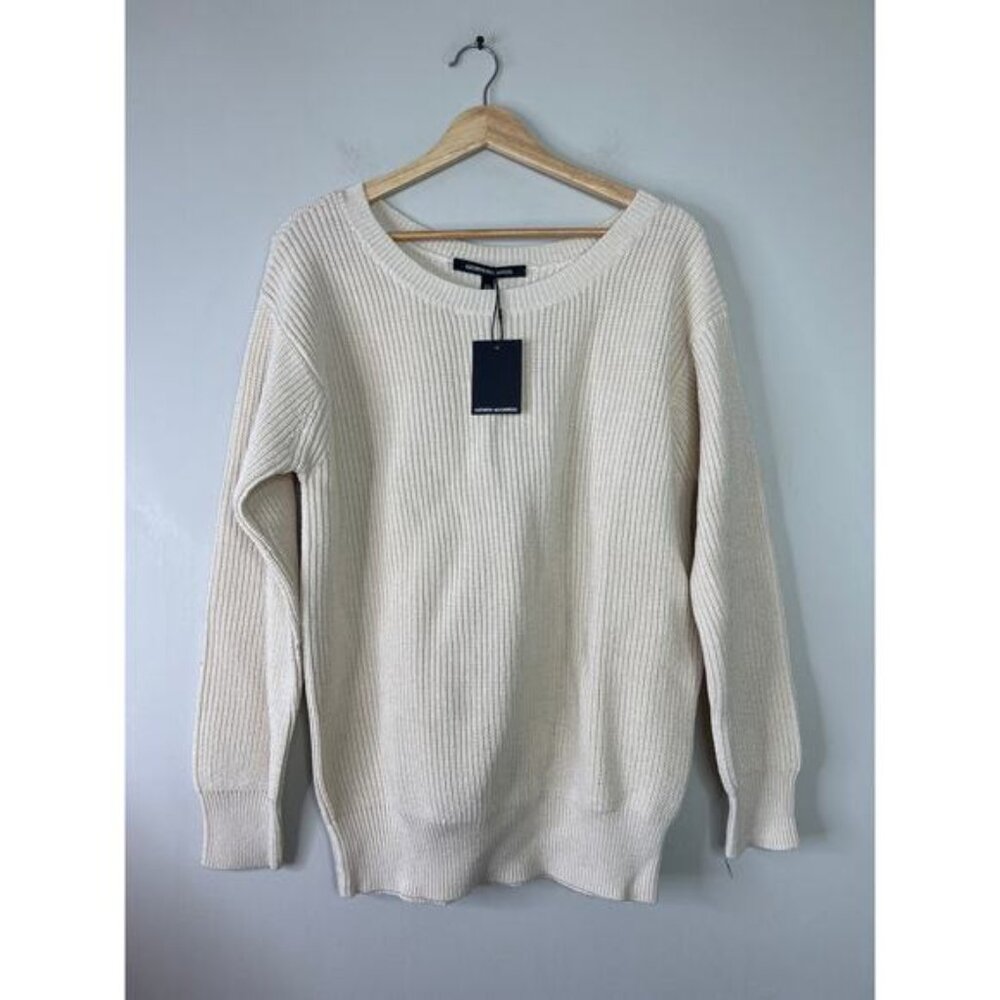 NWT Kathryn McCarron Knitted Long Sleeve Raglan Crew Neck Sweater Cream Size: XS